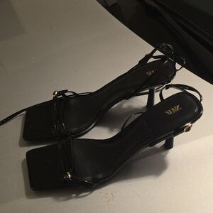 Zara Black Strappy Heels